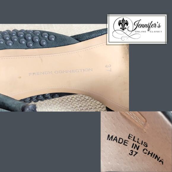 French Connection Women's Gray Ellis Studded Suede Heels Size 6.5 - Picture 11 of 13